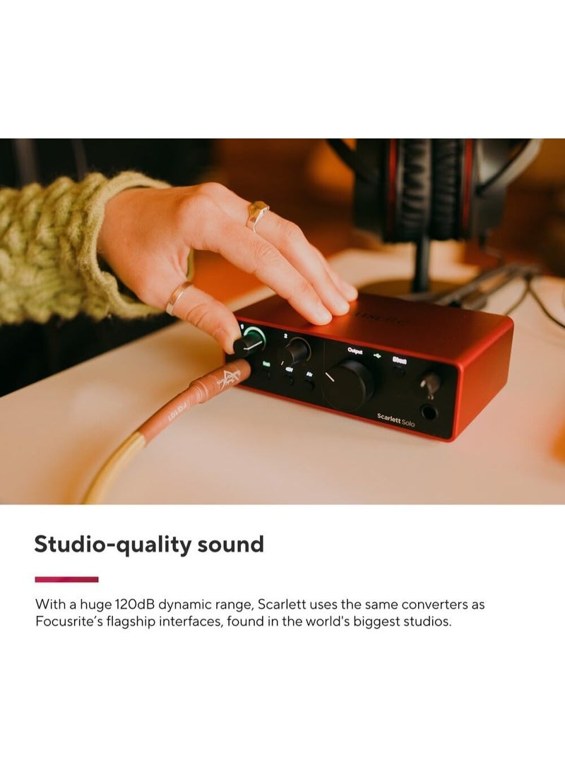 Focusrite Scarlett Solo Studio 4th Gen USB Audio Interface Recording Bundle with Condenser Microphone and Headphones for Music Production Songwriting Vocal Recording and Podcasting - Image 3